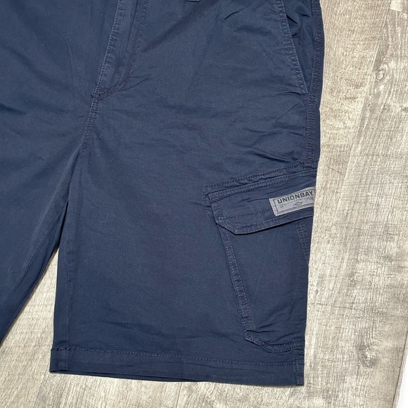 Men's Unionbay 38 Large Chino Khakis Shorts Cargo Navy Blue Stretch Durable NWT - Picture 5 of 11